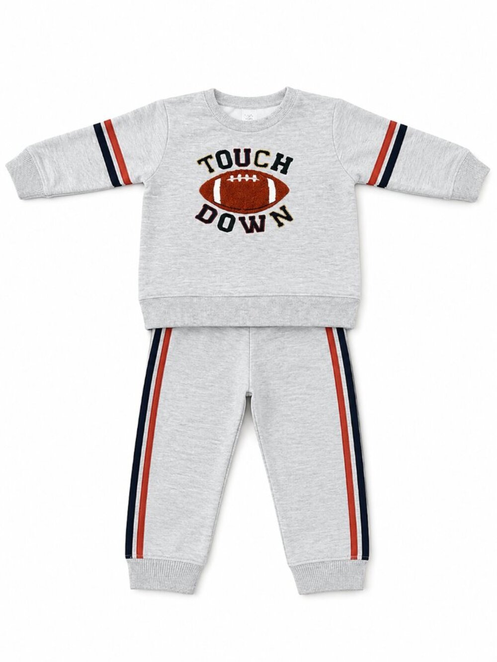NWT Little Me Boys 24 Months Touch Down Football 2 Pc Gray Sweatsuit Set